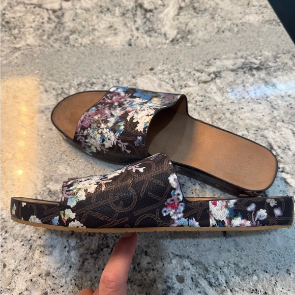 Calvin Klein Floral Slide Sandals - Black and Multicolor - Picture 7 of 10